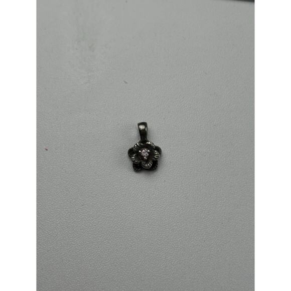 Sophia Fiori Sterling Silver Small Pendant CZ Flower Pink CZ Center - Picture 3 of 6